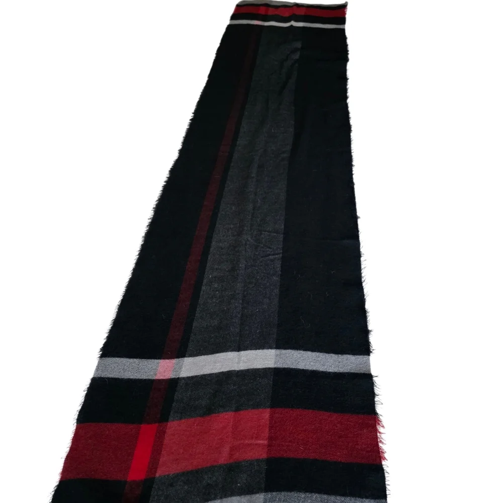 Express Bold Red and Gray Checkered Scarf